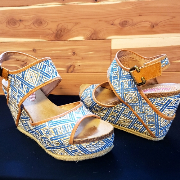 80 20 Pax blue diamond wedge sandals - Picture 6 of 7